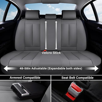 Coverado Car Seat Covers Full Set, Gray Seat Covers for Cars, Automotive Seat Covers, Waterproof Nappa Leather Front Seats and Back Car Seat Protector, Universal Fit for Most Cars SUV Trucks