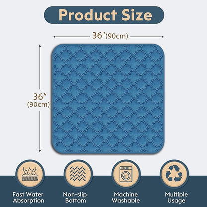 FunFurry Washable Pee Pads for Dogs - 2 Pack Reusable Pee Pads，Waterproof Puppy Pads，Pet Training Pads，Super Absorbent with Dog Paw Shape Non-Slip Backing (Blue, 36" X 36" - 2 Pack)