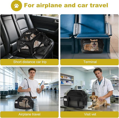 pidipiti 17x11x9.5 Alaska Hawaiian Southwest Airline Approved top and 1 Side Expandable pet Carrier for Extra-Small Dog/Small cat up to 5 lbs