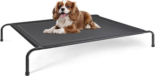 YSSOA Cooling Breathable Elevated Dog Bed, No-Slip Feet, Metal Frame, Indoor and Outdoor, Large Dogs, 49x31.5x8 Inch, Black