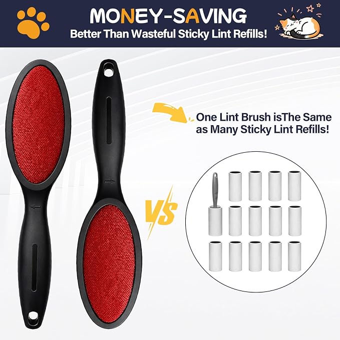 3 Pack Double Sided Magic Lint Remover Brush for Pet Hair, Reusable Velvet Fabric Lint Brush for Clothes, Couch Furniture & Upholstery, Dog & Cat Fur Remover