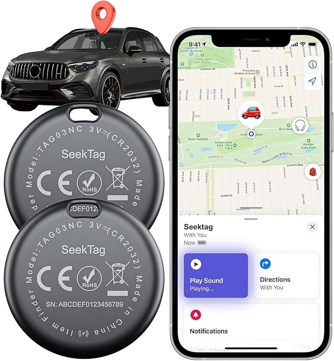 GPS Tracker for Vehicles,2 Year Battery Life,GPS Tracker,2pcs Hidden Magnetic case,Trackers for Tracking Vehicle,2pcs GPS Tracker,Ultra-Slim,No Monthly Fee for Android and iPhone