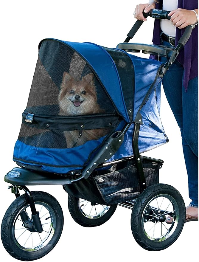 Pet Gear No-Zip Jogger Pet Stroller for Cats/Dogs, Zipperless Entry, Airless Tires, Easy One-Hand Fold, Cup Holder + Storage Basket, NEW Midnight River