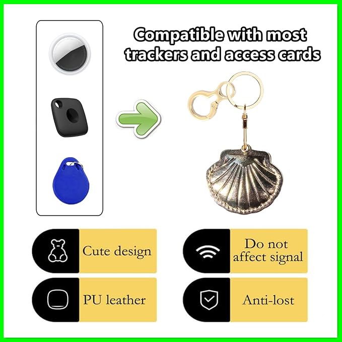 Leather Keychain Holder Case Compatible with AirTag,Cute Protective Bright Cover with Keyring,Anti-Scratch Finder GPS Tracker Case for Wallet Keys,Bag,Pets,Backpack(Golden)