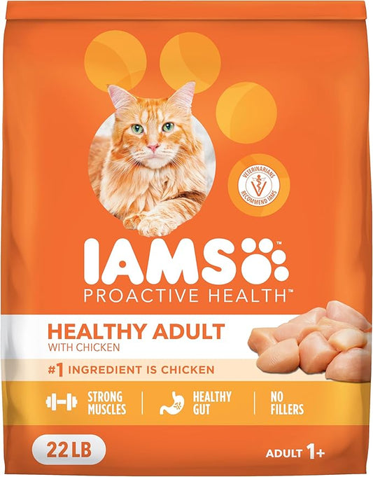 IAMS Proactive Health Dry Cat Food, Healthy Cat Food Dry Recipe for Adults, with Chicken 22 lb. Bag