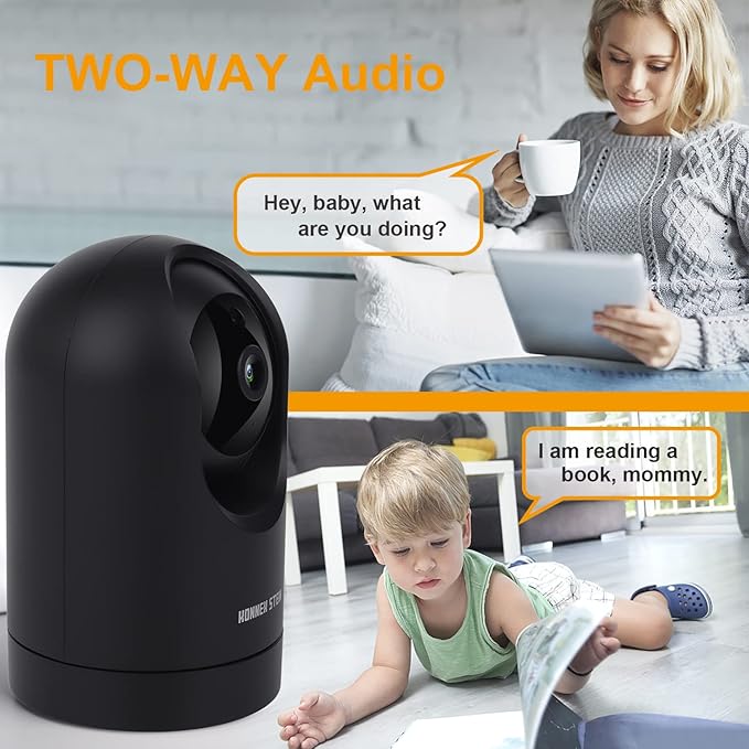 Indoor Security Camera Wireless, 2K Smart Home IP Camera 2.4G/5G Dual-Band WiFi Connection, Two-Way Audio, AI Human Motion Detection, Night Vision, App Remote Control - Black