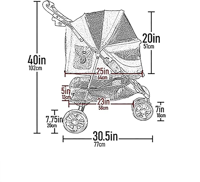 Pet Gear No-Zip Special Edition 3 Wheel Pet Stroller for Cats/Dogs, Zipperless Entry, Easy One-Hand Fold, Removable Liner, Cup Holder, Gold Monogram
