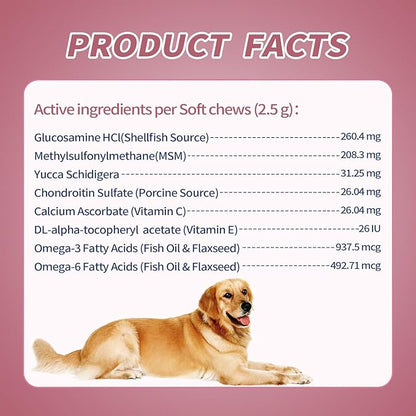 Senior Dog Hip & Joint Supplement – Chicken Flavor Soft Chews with Glucosamine, Chondroitin, MSM, Yucca & Dual Omega 3-6 – Daily Multivitamin for Mobility & Vitality – ZOAPETAL