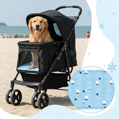 Nuanchu Dog Stroller Cooling Mat Waterproof Outdoor Pet Cooling Mat Washable Summer Cat Sleeping Blanket for Pet Stroller(23.62 x 35.43 Inches,Sky Blue Bear)