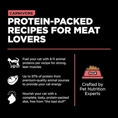 Go! Solutions Carnivore Salmon + Cod Grain-Free Dry Cat Food, Our Highest-Protein Kibble Made with Real Meat & Fish, Chicken-Free Recipe, for Kittens, Adults & Seniors, 8 lb Bag