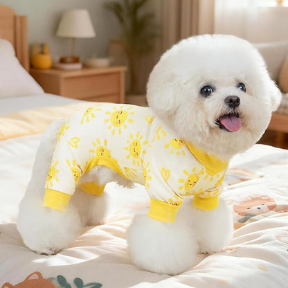 XPUDAC 4 Pack Small Dog Pajamas, Soft Comfy Dog Onesie Pjs, Cute Puppy Clothes Lightweight Pet Outfit Stretchy Pet Clothes for Boy Girl, L