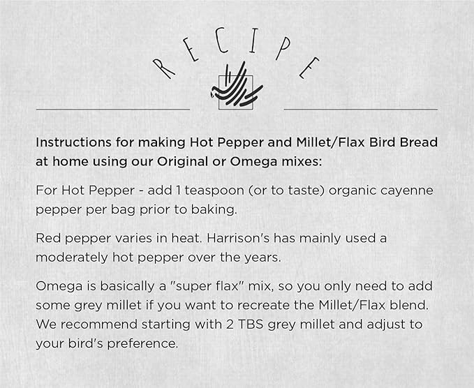 Harrison's Bird Foods Certified Organic NonGMO Original Recipe Bird Bread Mix 255g