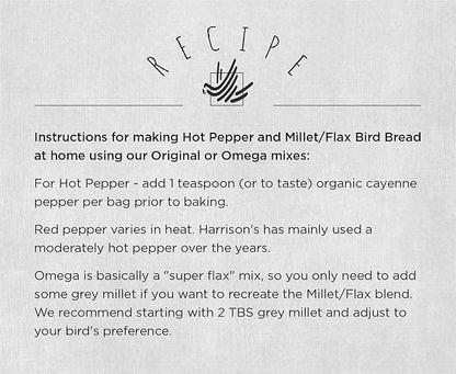 Harrison's Bird Foods Certified Organic NonGMO Omega Bird Bread Mix