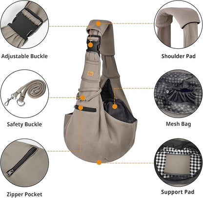 CUBY Dog and Cat Sling Carrier - Hands Free Adjustable Small Pet Sling - Soft Pouch and Tote Design - Suitable for Puppy, Small Dogs Cats Outdoor