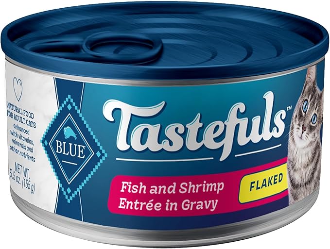Blue Buffalo Tastefuls Wet Cat Food with Fish & Shrimp, 5.5 oz., Case of 12