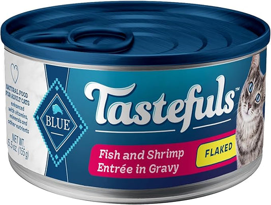 Blue Buffalo Tastefuls Wet Cat Food with Fish & Shrimp, 5.5 oz., Case of 12
