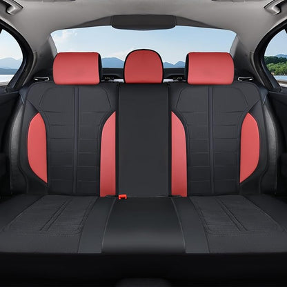 Coverado 3D Air Mesh Rear Car Seat Cover, Sports Carbon Fiber Design, Breathable Seat Protectors Airbag Compatible Comfort Universal for Most Cars, Van,Trucks, SUV, Black&Wine