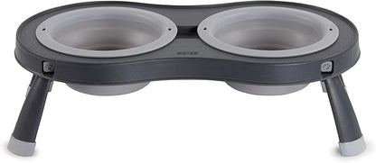 Dexas Pets Double Elevated Pet Feeder, Light Gray, Large/2.5 Cup Capacity Bowls (PW110432429)