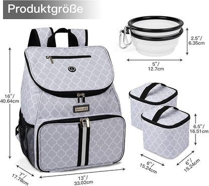 BAGLHER丨Dog Travel Bag, Airline Approved Pet Supplies Backpack, Dog Travel Backpack with 2 Silicone Collapsible Bowls and 2 Food Baskets