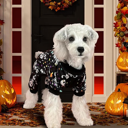 XPUDAC Dog Halloween Pajamas for Small Medium Dogs Skull Costume Soft Puppy Clothes Pet Outfit cat Jumpsuits, Medium