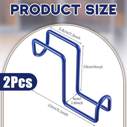 Dunzy 2 Pcs 4 Inch Tack Hook Heavy Duty Horse Halter Rack Over Rail Bridle Hooks Metal Horse Water Bucket Hangers Horses Stall Accessories for Hanging Horses Bridles Saddle Fence Door Holder(Blue)