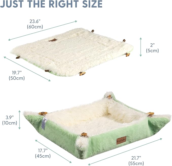 The Cat Ladies Self Warming Heated Cat Bed Mat - Heated Outdoor Kitten Bed Mat - Non Electric Heating Pad - for Indoor and Outdoor Cats - Reversible Comfortable Design - Light Green