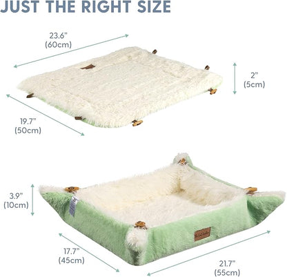 The Cat Ladies Self Warming Heated Cat Bed Mat - Heated Outdoor Kitten Bed Mat - Non Electric Heating Pad - for Indoor and Outdoor Cats - Reversible Comfortable Design - Light Green