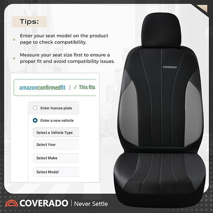 Coverado Automotive Seat Cover Full Set, Front and Rear Seat Covers, Waterproof Leather Seat Covers 5 Seats, Luxury Car Seat Protectors Universal Fit for Most Vehicles, SUV, Truck, Sedan