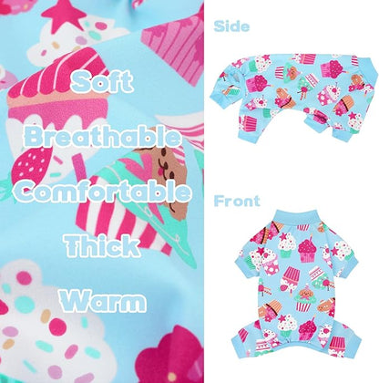 XPUDAC 4 Pack Dog Pajamas Cute Soft Dog Clothes for Small Medium Dogs Boy Girl Stretchy Pjs Jammies Outfit Puppy Onesies, X-Large