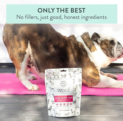 The New Zealand Natural Pet Food Co. WOOF Freeze Dried Dog Treats - Lamb Green Tripe, High Protein, Large & Small, Topper or Dog Treat - 1.4 oz