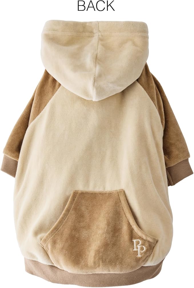 Pet Passion Cooper II Organic Cotton Velour Dog Hoodie Pet Coat for Small, Medium and Large Dogs, Coffee Color Block, Large (40-60 lbs)
