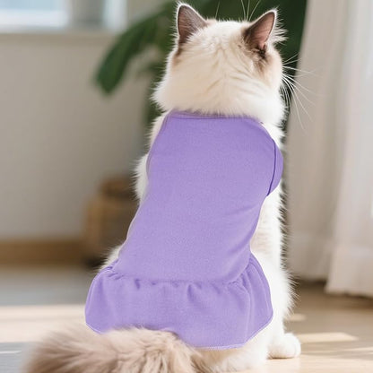 2 Pcs Dog Dresses Cat Skirt Solid Color Dog Clothes Summer Sleeveless Puppy Girl Clothes for Small Pet Dogs Cats (Pink,Light Purple, X-Small)