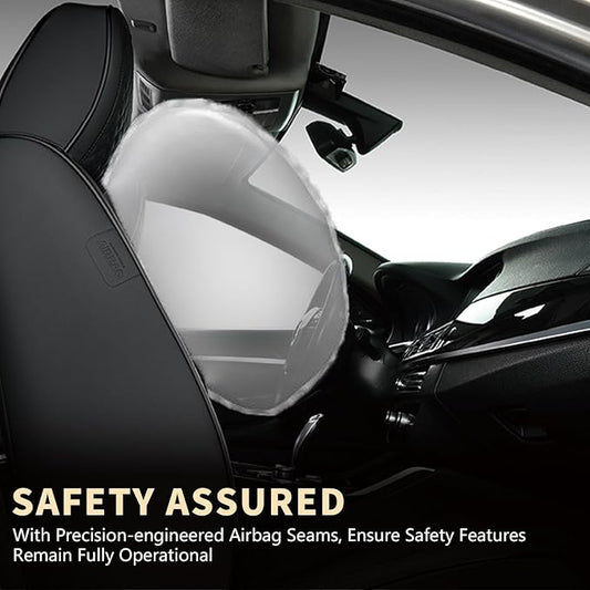 FLORICH Seat Covers, Black Car Seat Cover Full Set, Luxury Faux Nappa Leather Automotive Seat Protectors, Car Seat Cushions Universal Fit for Most Sedans SUVs Trucks - Black