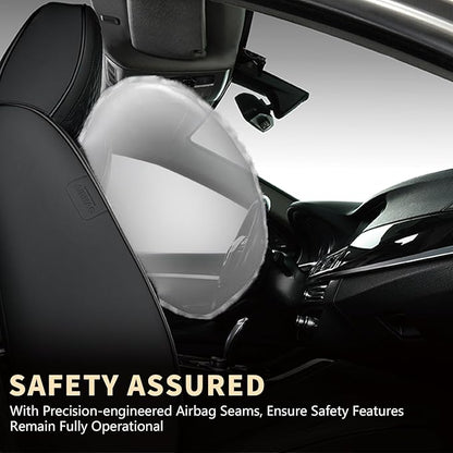 FLORICH Front Car Seat Covers, Luxury Waterproof Faux Leather Seat Covers Cushion, Black Car Seat Cover Protectors Universal Fit for Most 5 Seats Vehicles - Black