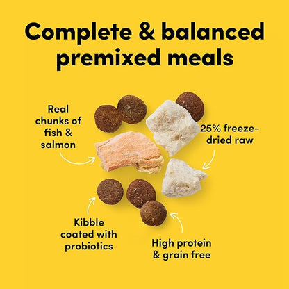 RawMix50 Ocean Fish and Salmon Dog Food, 50% Freeze-Dried Raw, High Protein, Grain-Free Kibble, Complete and Balanced, 2lb