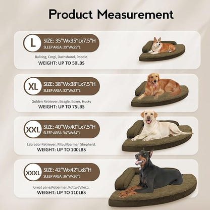 MEKIY Large Dog Bed - XL Orthopedic Egg-Crate Memory Foam Dog Beds with Removable Washable Cover, Waterproof Pet Beds with Non-Slip Bottom, Light Coffee