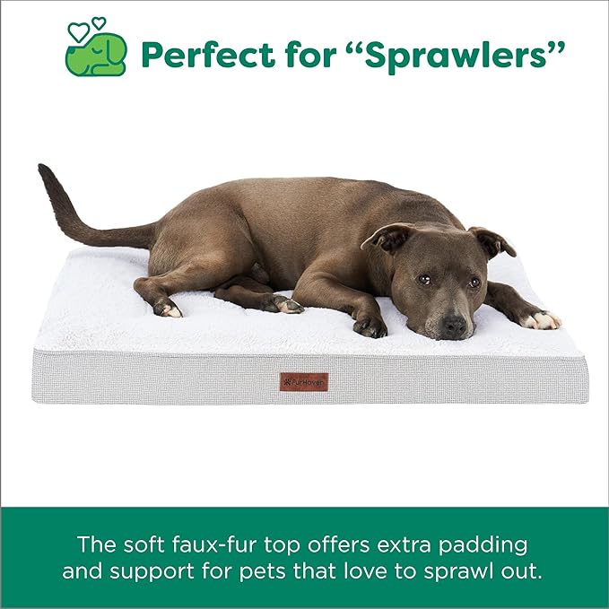 Furhaven Orthopedic Dog Bed – Classic Cushion with Plush Tufted Top, Supportive Foam Mattress, Removable Washable Cover, Joint Relief - Gray, Medium