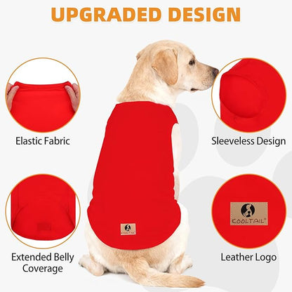 KOOLTAIL Dog Clothes for Large Dogs Boy Girl, 2 Pack Cotton Fall/Winter Warm Dog T Shirts Coats for Outdoor, UV & Insect Protection Anti-Hair Loss & Lightweight Pet Vest Tank Tops Apparel, Black&Red L