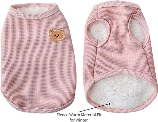 Fleece Cotton Cats & Dogs T-Shirts: Soft, Breathable & Stretchy Winter Vests for Medium & Small Dogs