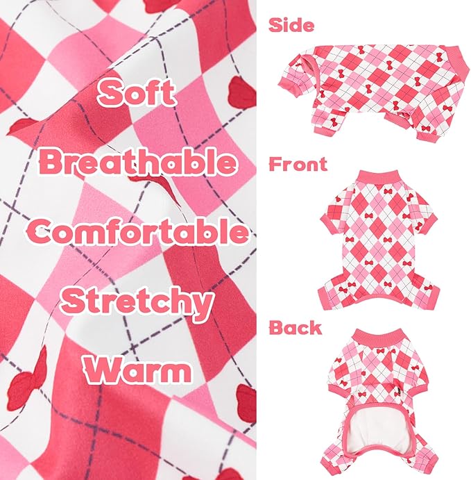 XPUDAC 4 Pack Dog Pajamas Pink Dog Clothes for Small Medium Dogs Girl Breathable Stretchy Pjs Jammies Outfit Puppy Onesies, XS