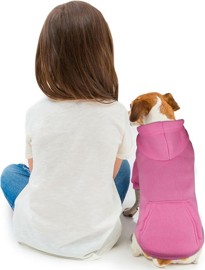 Dog Sweaters for Small Dogs Dog Hoodie Pet Sweater Solid Soft Brushed Fleece Pet Clothes Hoodie Sweatshirt with Pocket(Pink-S)