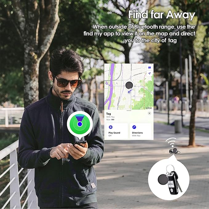 GPS Tracker for Vehicles No Subscription - Hidden Tracker Device for Vehicles, Mini Car Tracker Tag Work with Find My (iOS Only), Tracking Device for Kids, Key, Pet, Luggage