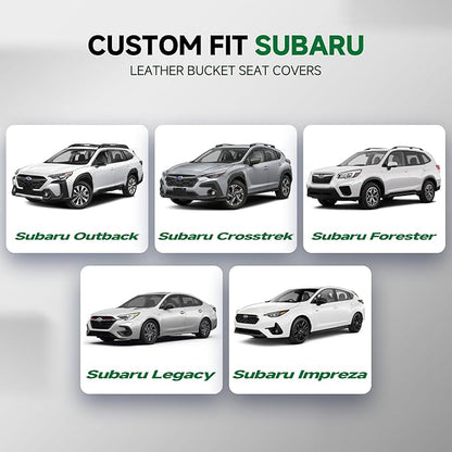 GIANT PANDA 2PCS Front Car Seat Cover for Subaru Outback Forester Crosstrek Legacy Impreza, Faux Leather Bucket Seat Covers (Beige)