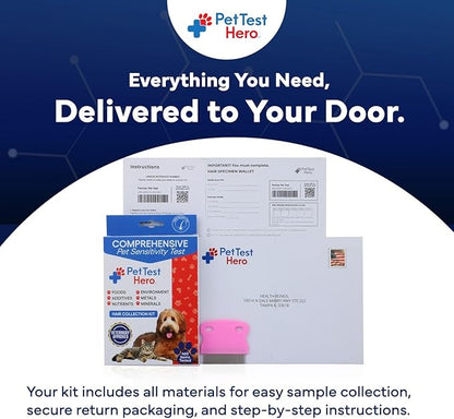 Better Life Science Pet Food & Environmental Sensitivity Hair Sample Testing Kit – Over 460 Items Tested – at-Home Non-Invasive Collection for Dogs & Cats – Informational Report for Pet Owners