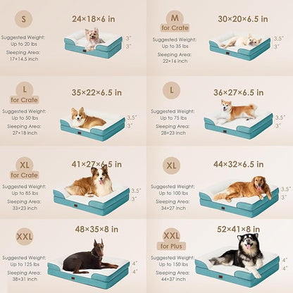EHEYCIGA Orthopedic Dog Bed, Waterproof Memory Foam, Turquoise Blue, 30"L x 20"W x 6.5"Th