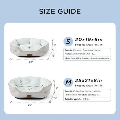 Bedsure Cooling Dog Beds for Small Dogs - Round Cat Beds for Indoor Cats, Washable Pet Bed for Puppy and Kitten with Slip-Resistant Bottom, 20 Inches, Arctic Blue
