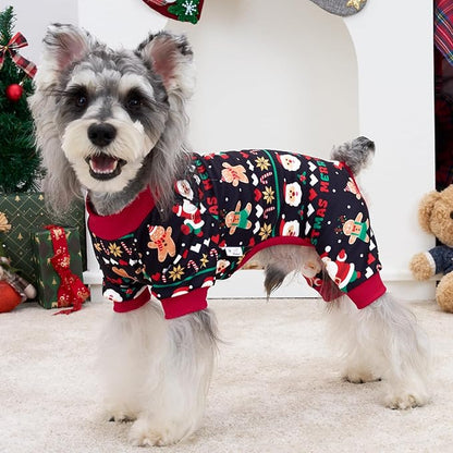 XPUDAC 4 Pack Christmas Dog Pajamas Comfy Dog Clothes for Small Medium Dogs Girl Boy Holiday Pet Outfit Winter Puppy Jumpsuits Pet Pjs Apparel, S