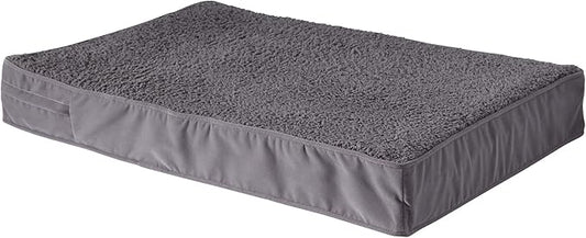 Happy Hounds Oscar Rectangle Orthopedic Foam Sherpa Dog Bed, Medium (42 x 30 in.), Pewter