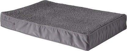 Happy Hounds Oscar Rectangle Orthopedic Foam Sherpa Dog Bed, Large (48 x 36 in.), Pewter