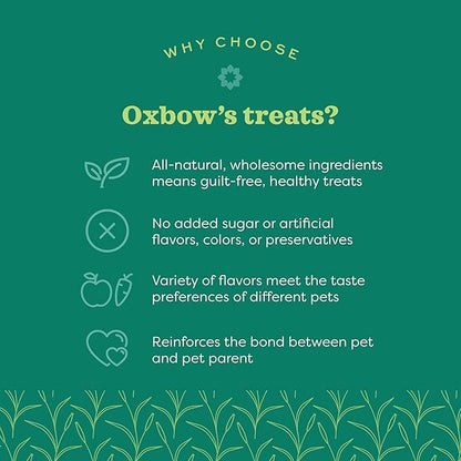 Oxbow Organic Barley Biscuits, Rabbit & Guinea Pig Treats, Organic Hamster & Bunny Treats with Barley, Apple & Carrot, Made in USA, Small Pet Supplies, 2.65 oz Bag